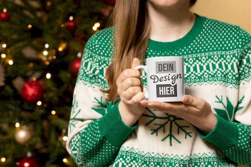 Tassen für Tee und Kaffee mit einem Weihnachtsmotiv bedrucken