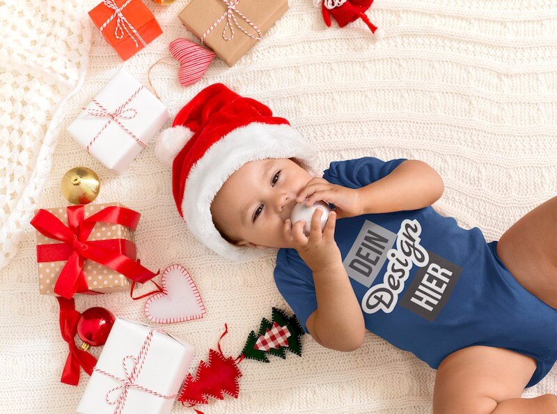 Weihnachtsstofftier oder Body für Baby bedrucken