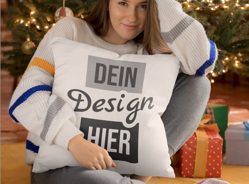 Weihnachtsgeschenk für Mama - Kissen in Herzform bedrucken